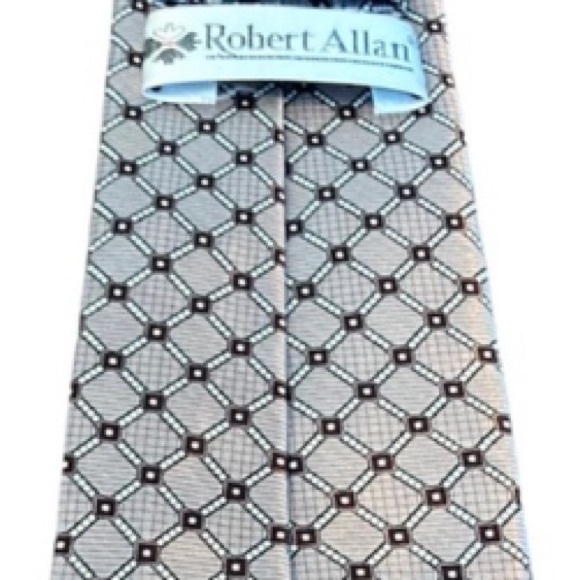ROBERT ALLAN•SILVER & BLACK MEN’S HANDSOME TIE• - Picture 2 of 5